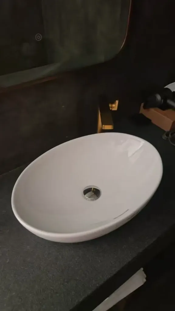 White ceramic sink basin
